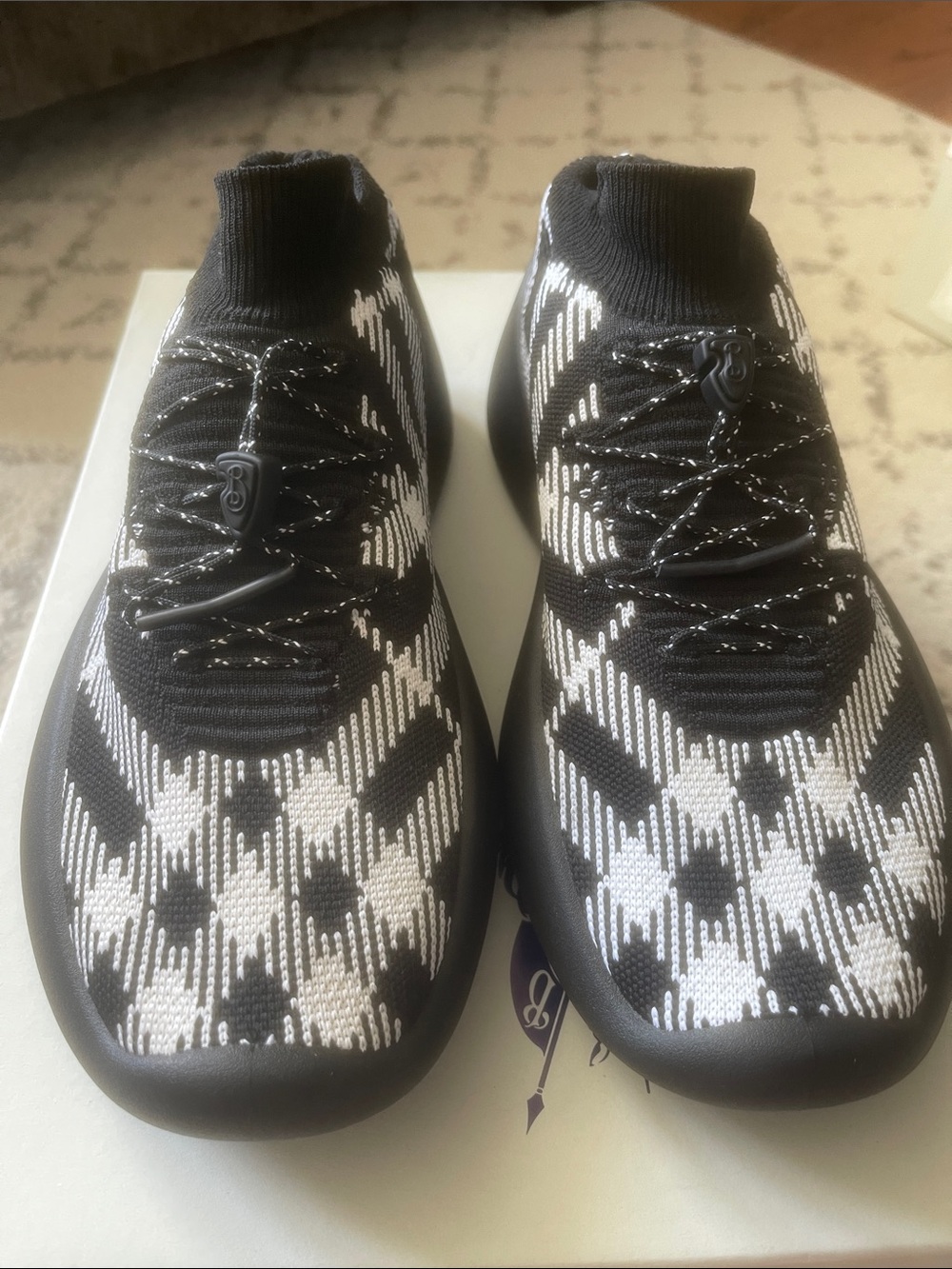 Burberry Black and White Knit Athletic Sneakers